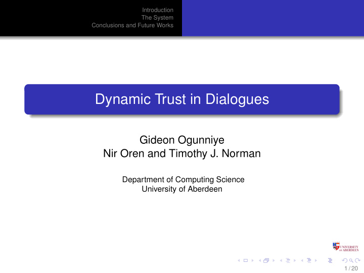 dynamic trust in dialogues