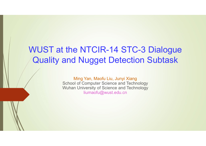 wust at the ntcir 14 stc 3 dialogue quality and nugget