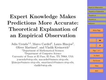 Expert Knowledge Makes  Towards an . . .  Towards an . . .  Predictions More Accurate:  Reference
