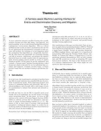 arXiv:1710.06921v1  [cs.CY]  18 Oct 2017  ABSTRACT  and fairness-aware ML methods [6, 7, 8, 9, 10,