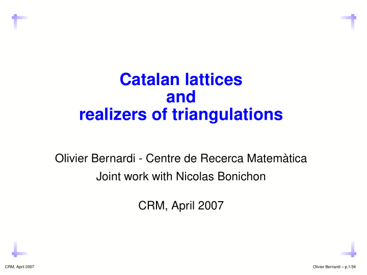 catalan lattices and realizers of triangulations