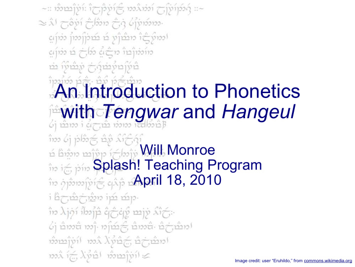 an introduction to phonetics with tengwar and hangeul