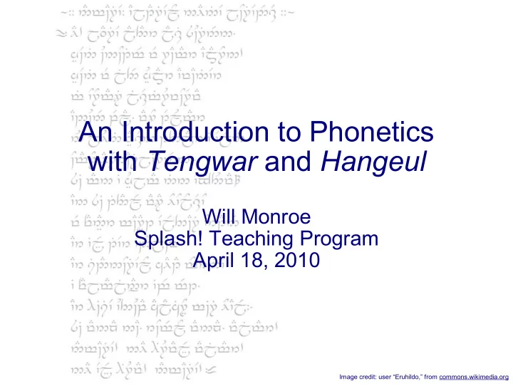 an introduction to phonetics with tengwar and hangeul