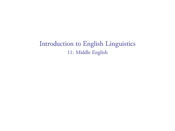 introduction to english linguistics