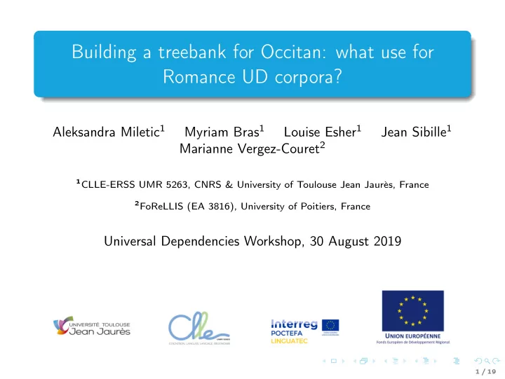 building a treebank for occitan what use for romance ud