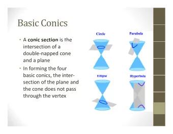 Basic Conics  Basic Conics  A conic section is the  co c sect o  s  e intersection of a double