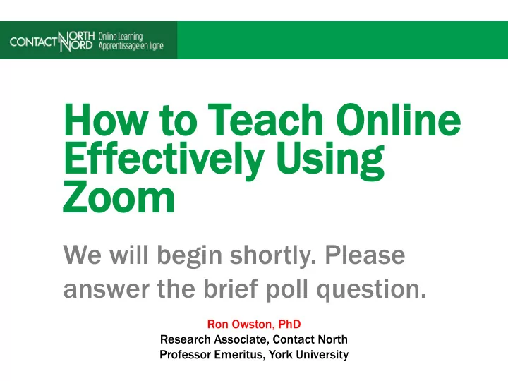 ho how t to t teac ach online effecti ctively us using