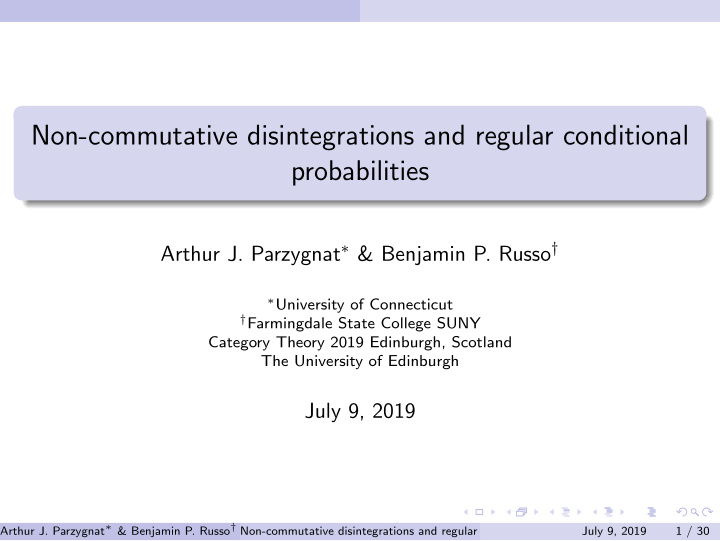 non commutative disintegrations and regular conditional