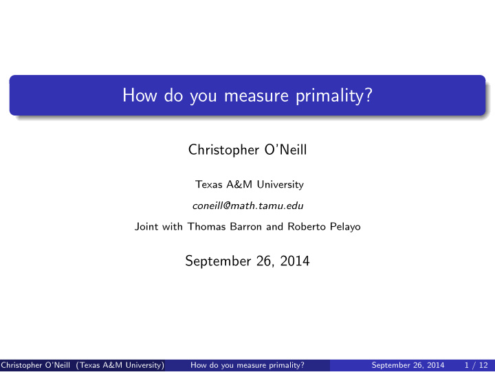 how do you measure primality