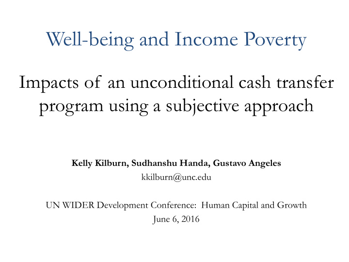 well being and income poverty