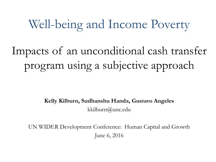 well being and income poverty