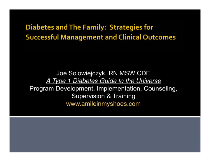joe solowiejczyk rn msw cde a type 1 diabetes guide to