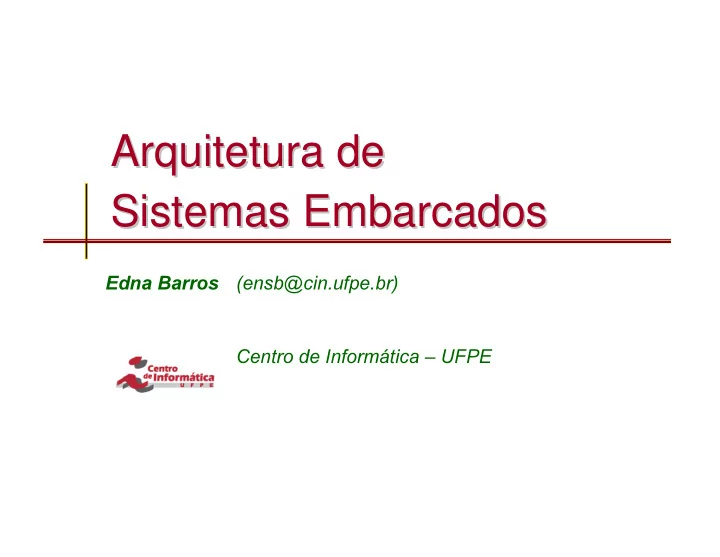 arquitetura de arquitetura de sistemas embarcados