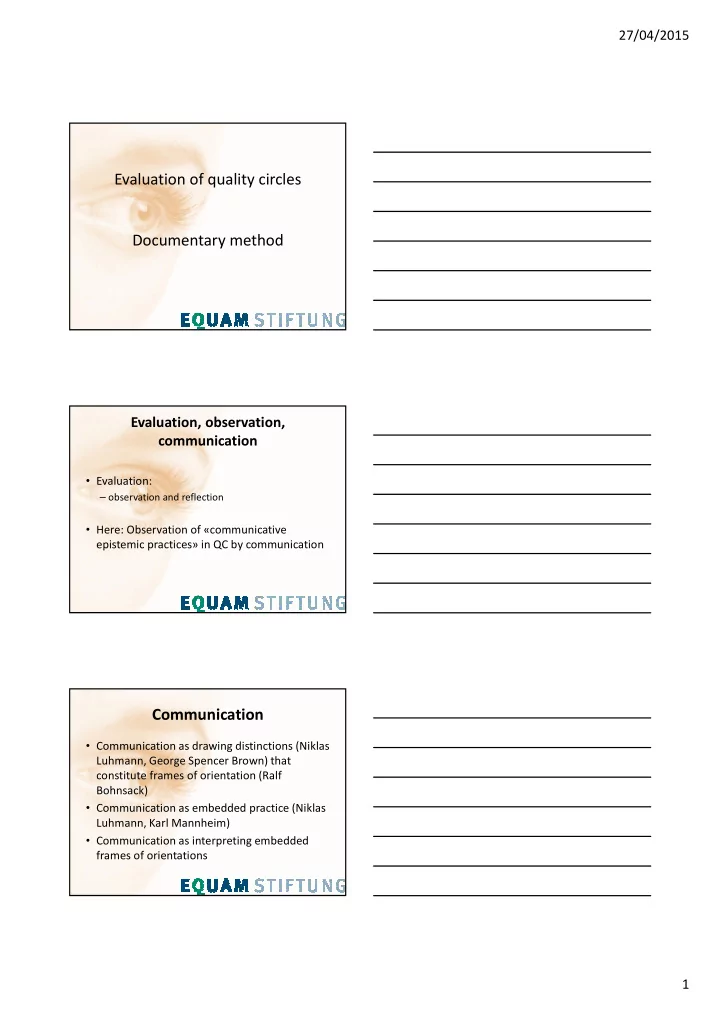 evaluation of quality circles documentary method