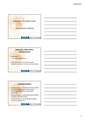 Evaluation of quality circles  Documentary method  Evaluation, observation,  communication