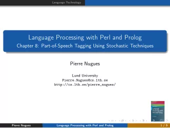 Language Processing with Perl and Prolog  Chapter 8: Part-of-Speech Tagging Using Stochastic
