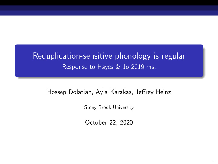 reduplication sensitive phonology is regular