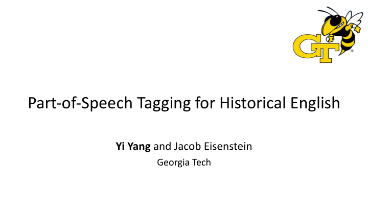 part of speech tagging for historical english