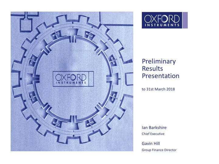 preliminary results presentation