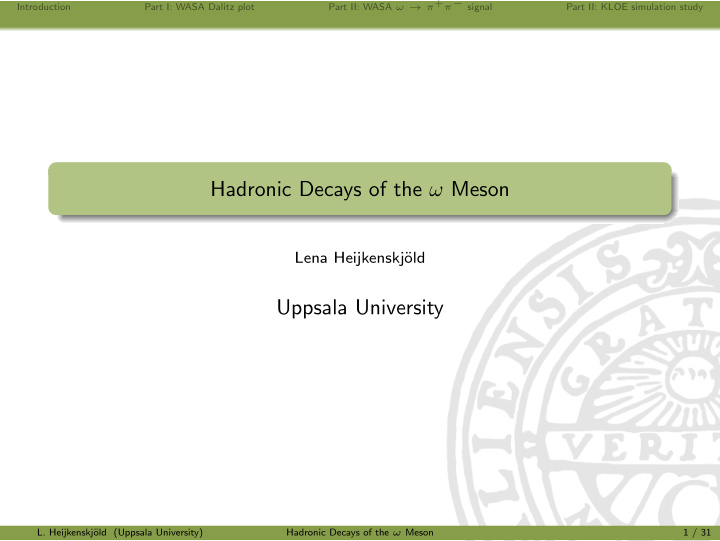 hadronic decays of the meson