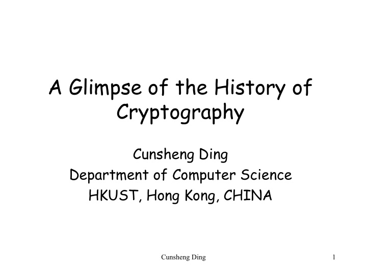 a glimpse of the history of cryptography