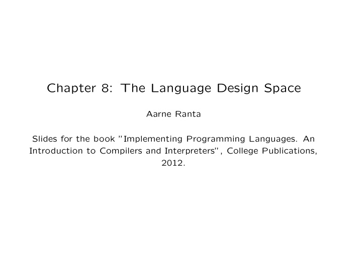chapter 8 the language design space