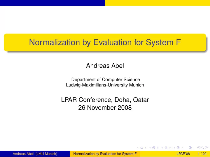 normalization by evaluation for system f