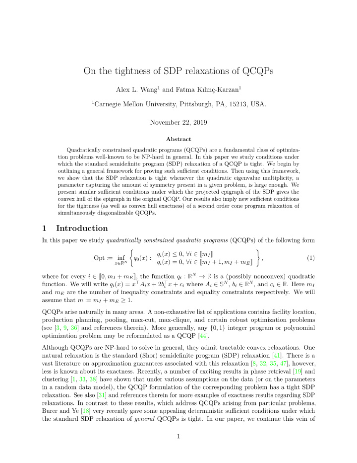 on the tightness of sdp relaxations of qcqps