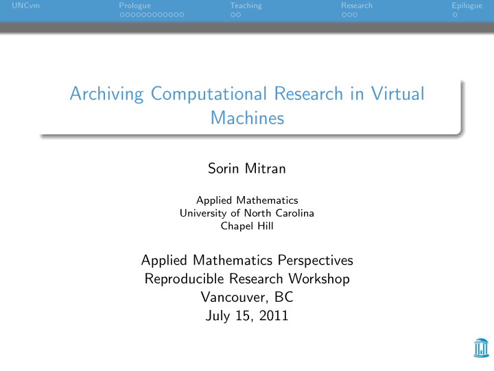 archiving computational research in virtual machines