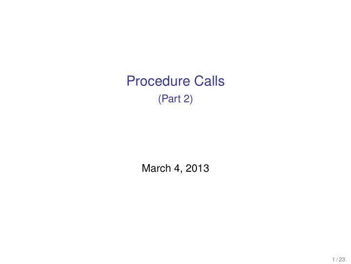 procedure calls