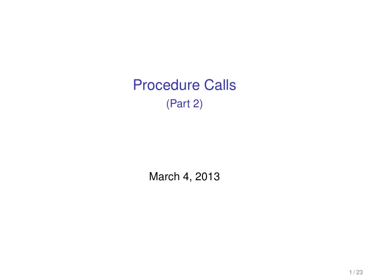 procedure calls