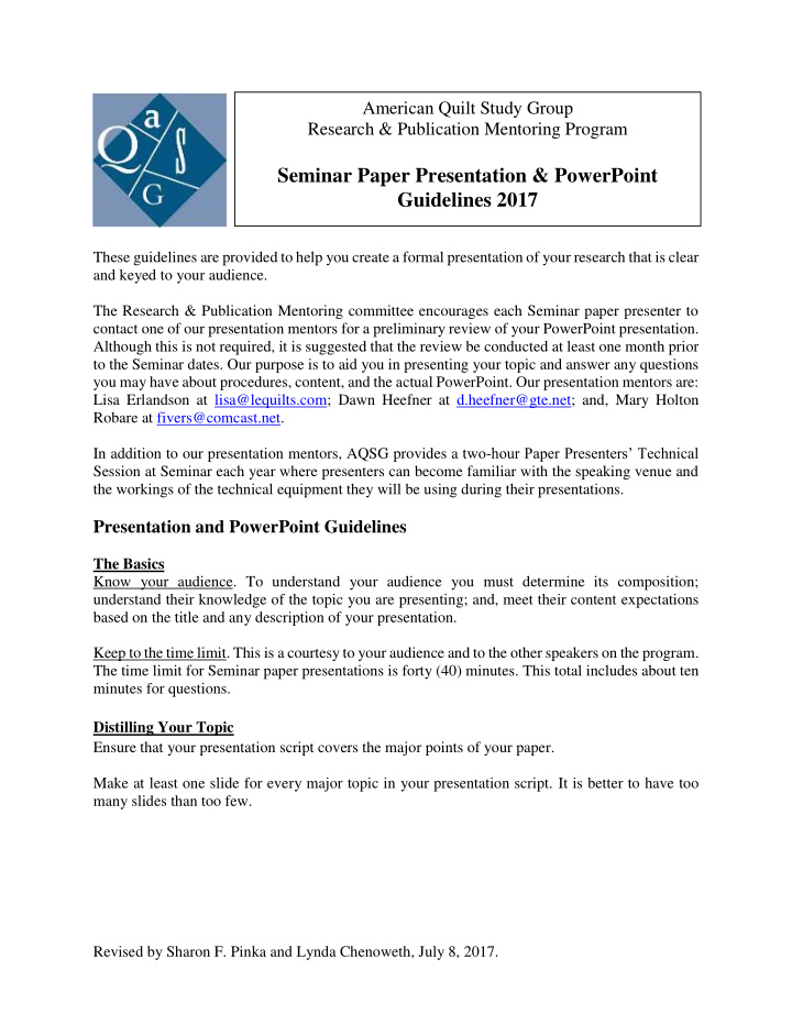 seminar paper presentation amp powerpoint guidelines 2017