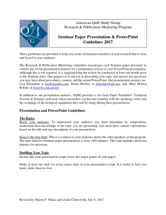 Seminar Paper Presentation &amp; PowerPoint  Guidelines 2017  These guidelines are provided to help