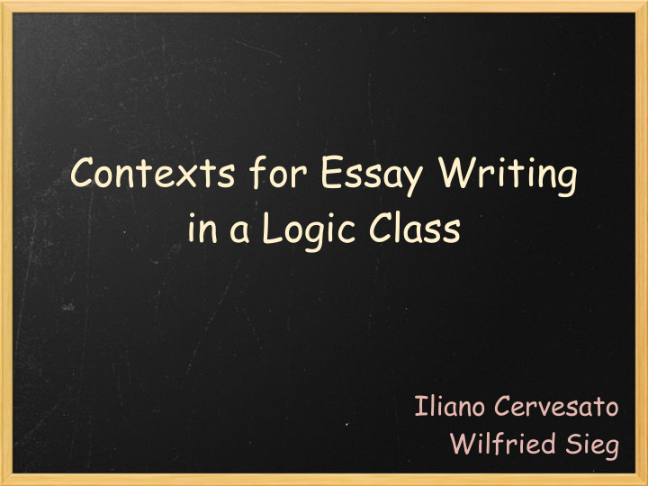 contexts for essay writing in a logic class