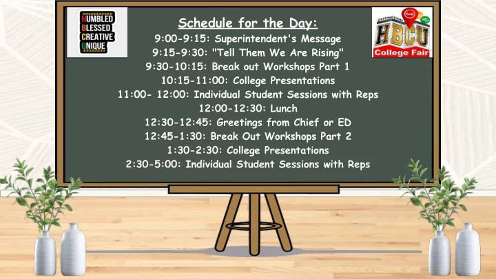 schedule for the day