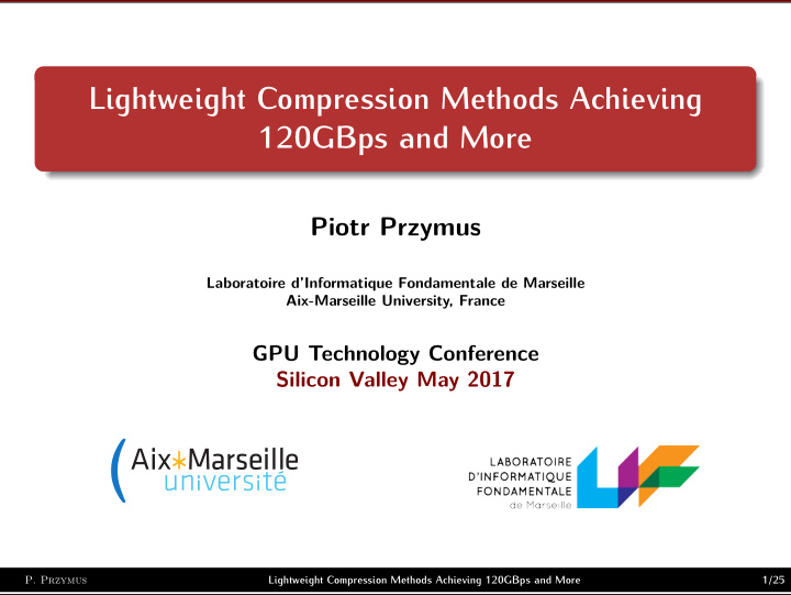 lightweight compression methods achieving 120gbps and more