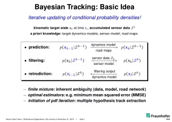 Bayesian Tracking: Basic Idea  Iterative updating of conditional probability densities! kinematic