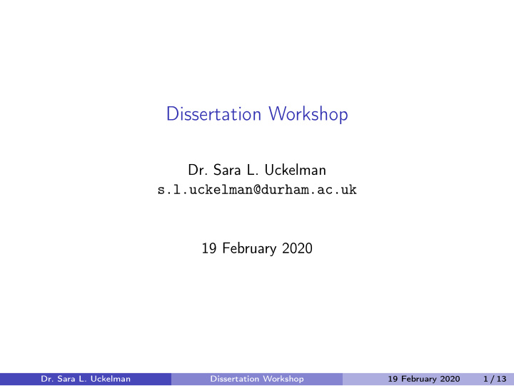 dissertation workshop