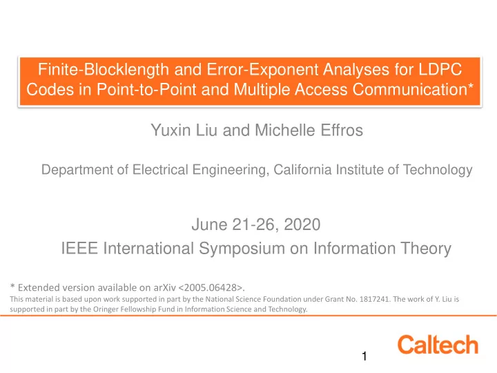 finite blocklength and error exponent analyses for ldpc