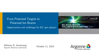 From Polarized Targets to  Polarized Ion Beams  EIC Accelerator Collaboration  Meeting 2019