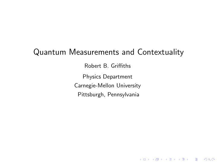 quantum measurements and contextuality