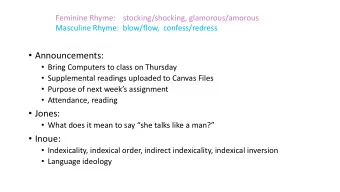 Announcements:  Bring Computers to class on Thursday  Supplemental readings uploaded to