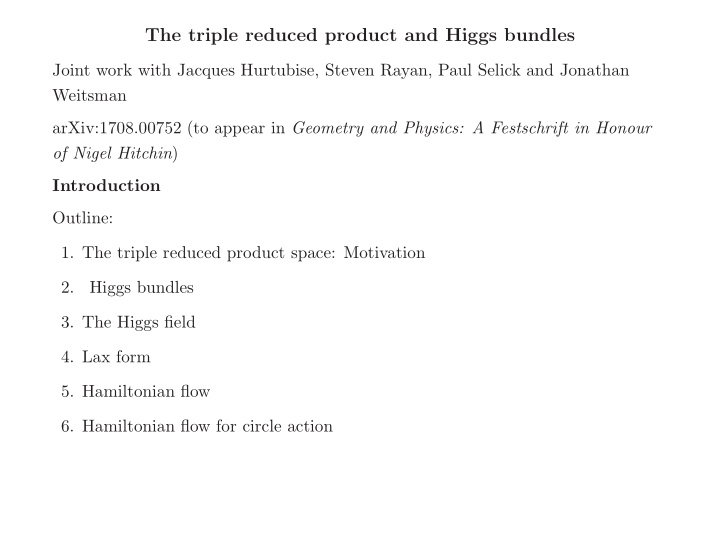 the triple reduced product and higgs bundles