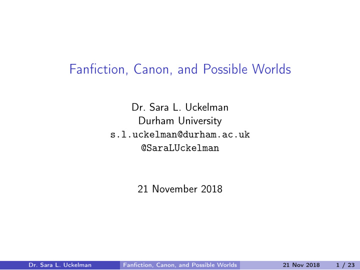 fanfiction canon and possible worlds