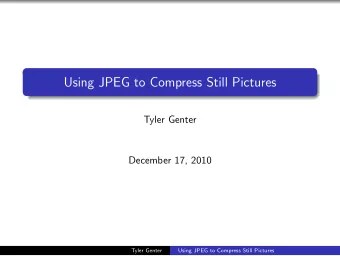 Using JPEG to Compress Still Pictures  Tyler Genter  December 17, 2010  Tyler Genter  Using JPEG to