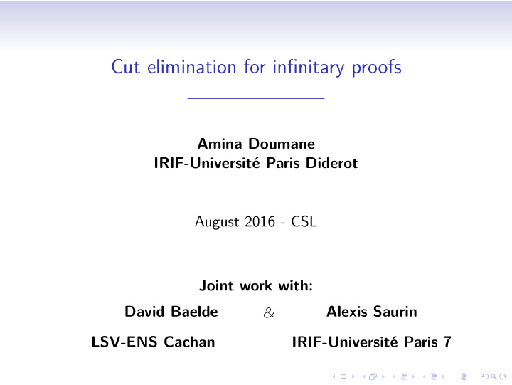 cut elimination for infinitary proofs