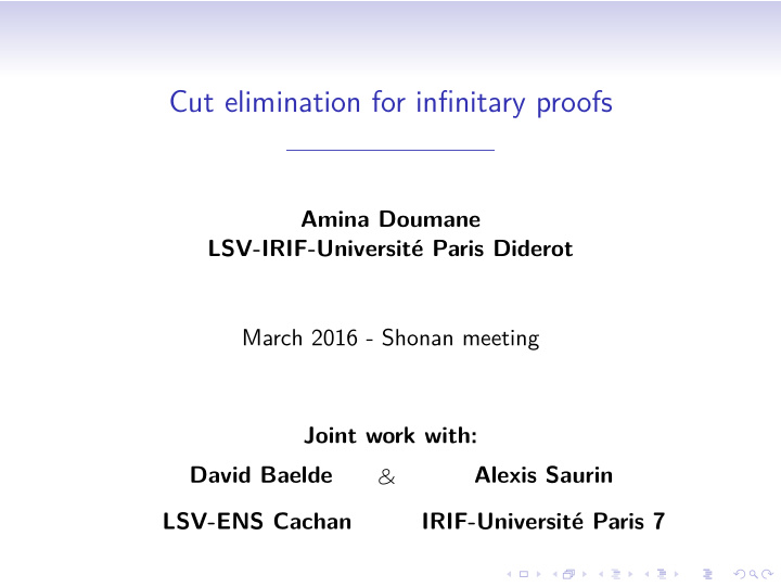 cut elimination for infinitary proofs