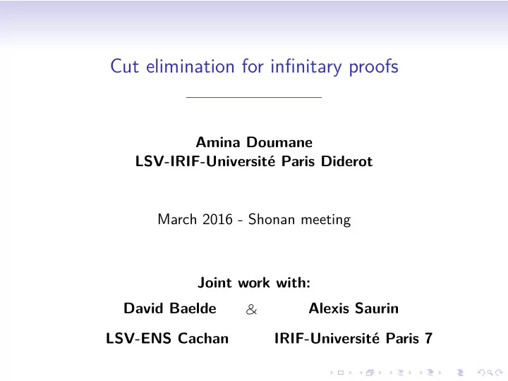 cut elimination for infinitary proofs