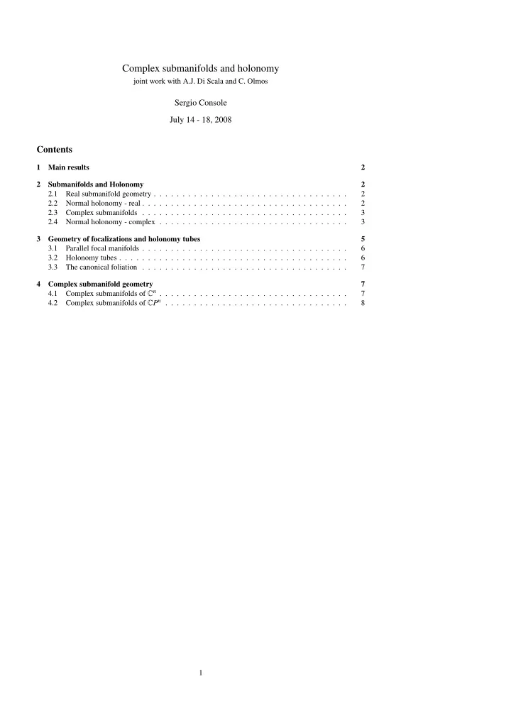 complex submanifolds and holonomy