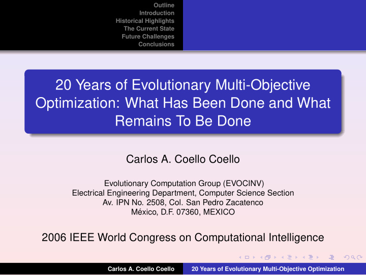 20 years of evolutionary multi objective optimization